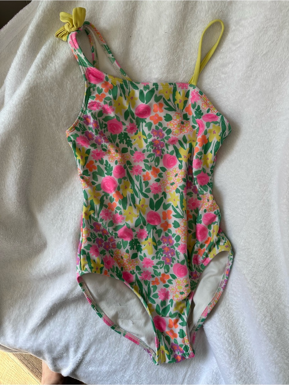 Cat & Jack Girls Yellow Floral One-Piece Swimsuit